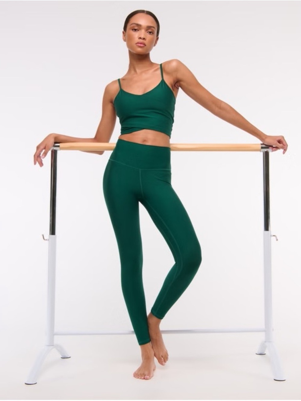 Abercrombie YPB SculptLux Wrap Front Slim Cami Tank Size XS Emerald